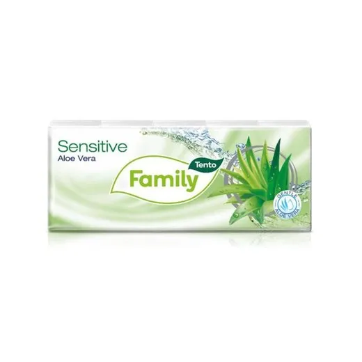 Papierové vreckovky, 3-vrstvové, 10x10 ks, TENTO "Family", aloe vera