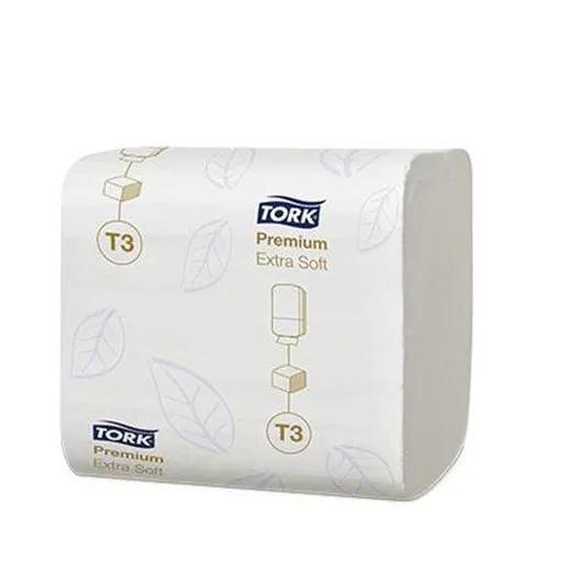 Toaletný papier, T3 systém, 2-vrstvový, Premium, TORK "Extra Soft Folded", biela