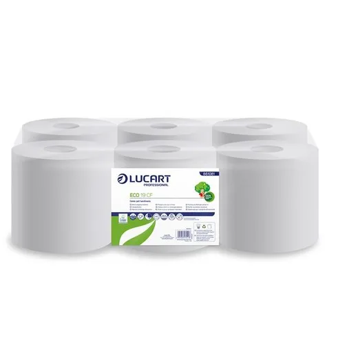 Papierové utierky, kotúčové, 2-vrstvové, LUCART "Eco CF 19", biela