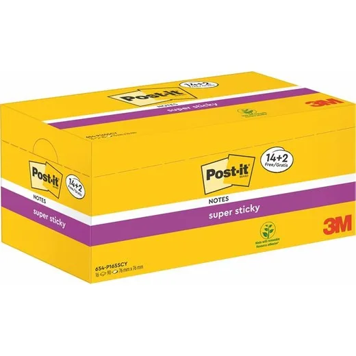 Samolepiaci bloček, 76x76 mm, 24x90 listov, 3M POSTIT "Super Sticky", mix farieb