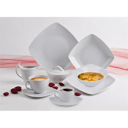 Tanier, porcelán, hranatý , 20 cm, 6 ks, ROTBERG, "Quadrate", biely