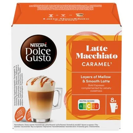 Kávové kapsule, 8x2 ks,  NESCAFÉ DOLCE GUSTO "Latte Macchiato", karamelové
