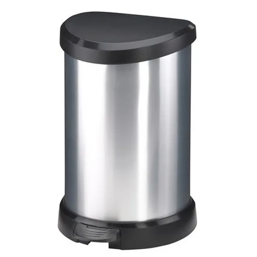 Odpadkový kôš, s pedálom, kovový efekt, 15 l, CURVER