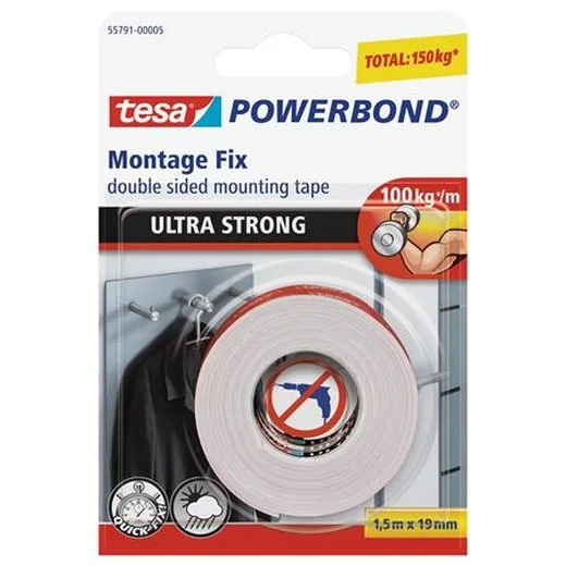 Lepiaca páska, obojstranná, extra silná, 19 mm x 1,5 m, TESA "Powerbond"