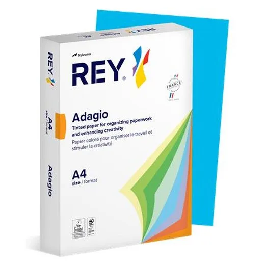Kopírovací papier, farebný, A4, 80 g, REY "Adagio", intenzívna modrá