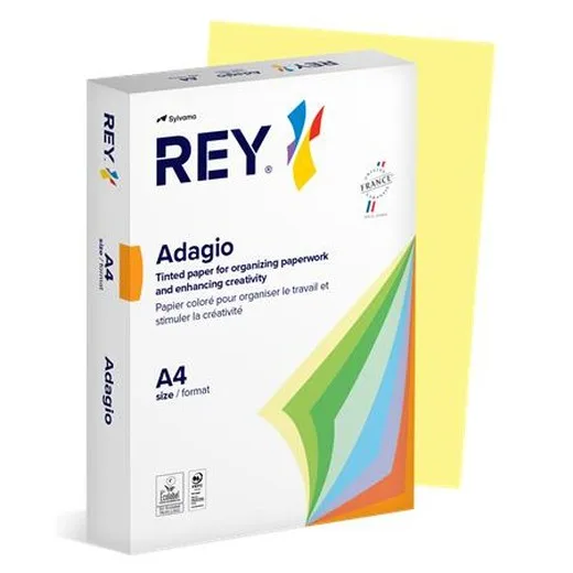 Kopírovací papier, farebný, A4, 160 g, REY "Adagio", pastelová žltá
