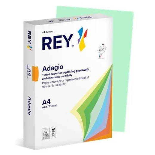 Kopírovací papier, farebný, A4, 80 g, REY "Adagio", pastelová zelená
