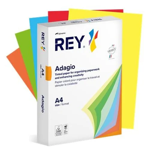 Kopírovací papier, farebný, A4, 80 g, 5x100 listov, REY "Adagio", mix intenzívnych farieb