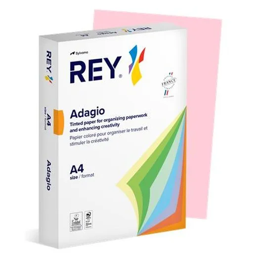 Kopírovací papier, farebný, A4, 80 g, REY "Adagio", pastelová ružová