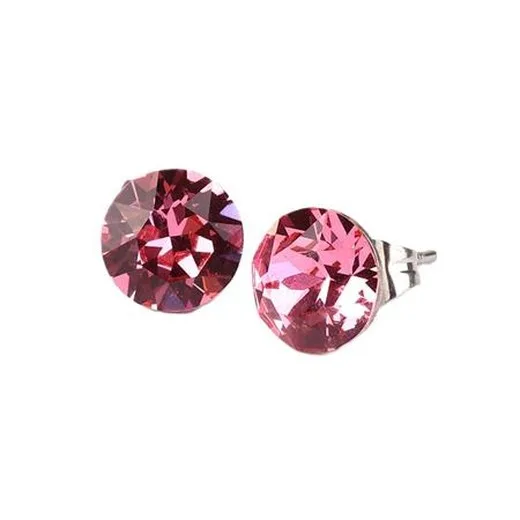 Náušnice, s ružovým krištáľom SWAROVSKI®, 8 mm, ART CRYSTELLA®