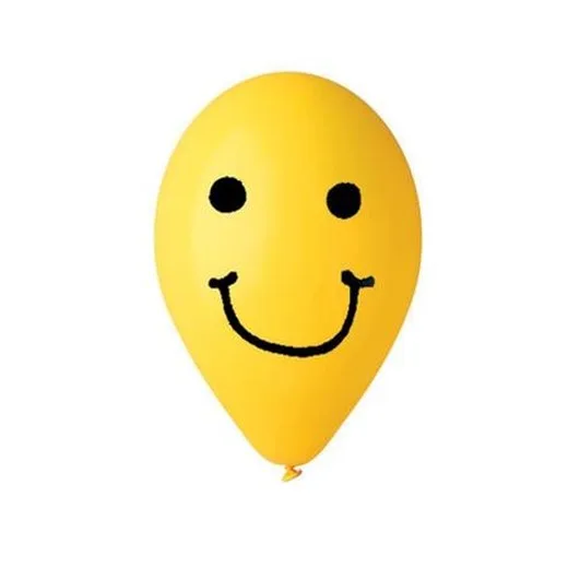 Balón, 30 cm, smiley, žltý