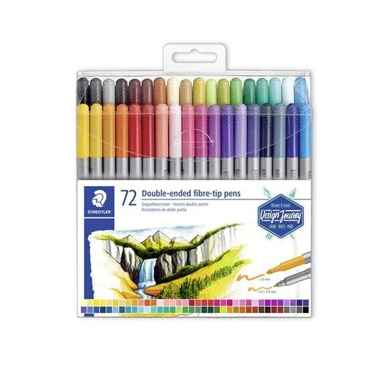 Fixky, sada, 0,8/3,0 mm, obojstranné, STAEDTLER "3200", 72 rôznych farieb