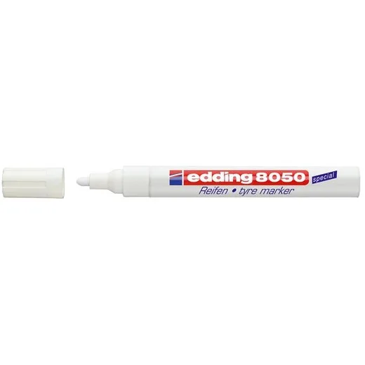 Popisovač na pneumatiky, 2-4 mm, kužeľovitý hrot, EDDING "8050", biely
