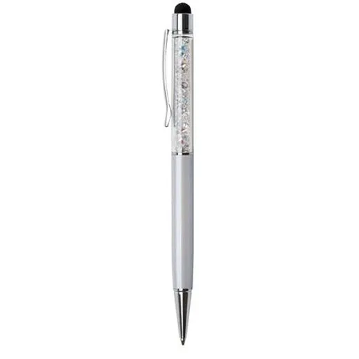 Guľôčkové pero, s pravým SWAROVSKI® krištáľom, krémová,  ART CRYSTELLA "Touch", biely krištáľ