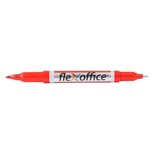 Permanentný popisovač, 0,4/1,0 mm, kužeľový, obojstranný, FLEXOFFICE "PM01", červený