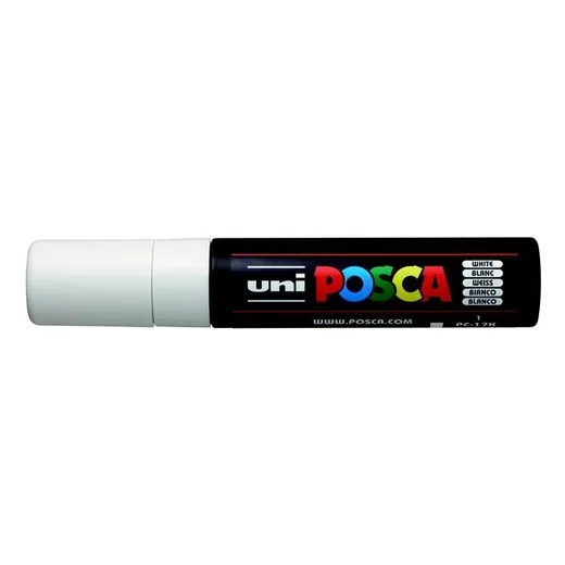 Dekoračný popisovač, 15 mm, zrezaný hrot, UNI "Posca PC-17K", biela