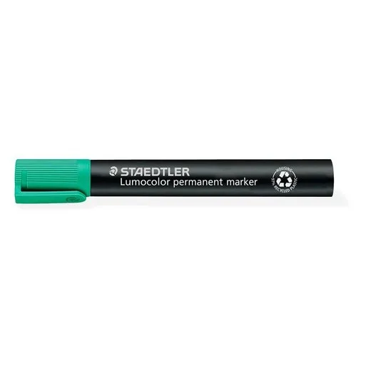 Permanentný popisovač, zrezaný hrot, STAEDTLER "Lumocolor 350", zelený
