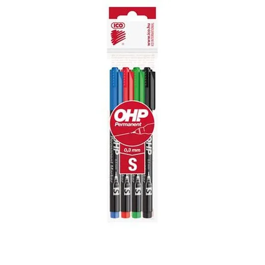 Permanentný popisovač, sada, OHP, 0,3 mm, S, ICO, 4 rôzne farby