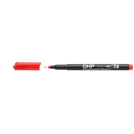 Permanentný popisovač, OHP, 0,5 mm, F, ICO, červený