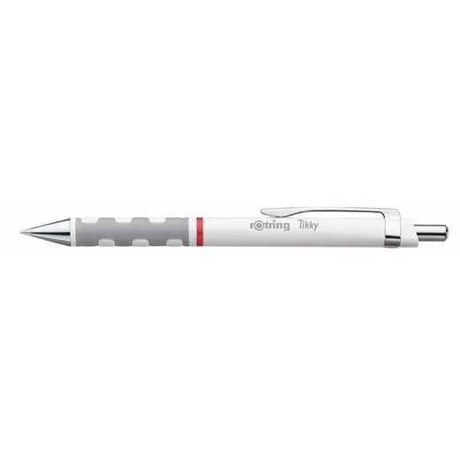 Guľôčkové pero, 0,8 mm, stláčací mechanizmus, biele telo, ROTRING "Tikky", modrá