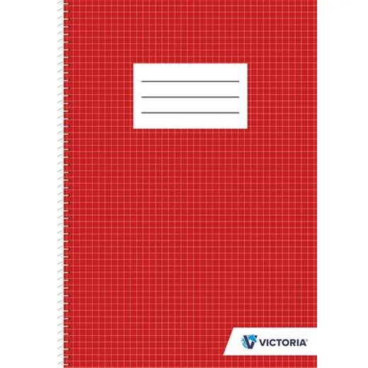 Špirálový zošit,  A4, 70 listov, štvorčekový, VICTORIA PAPER