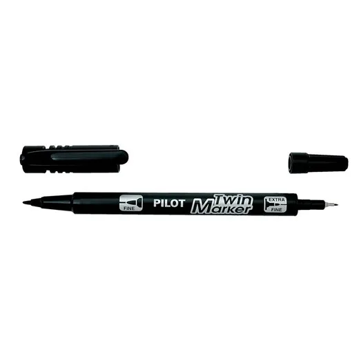 Permanentný popisovač, 0,8/2 mm, obojstranný, PILOT "Twin", čierny