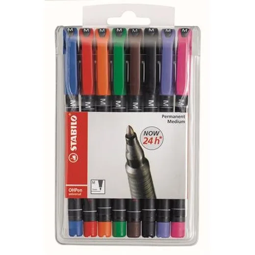 Permanentný popisovač, 1 mm, STABILO "OHPen M",  8 rôznych farieb