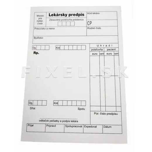 Lekársky predpis - sypaný biely A6 100 listov