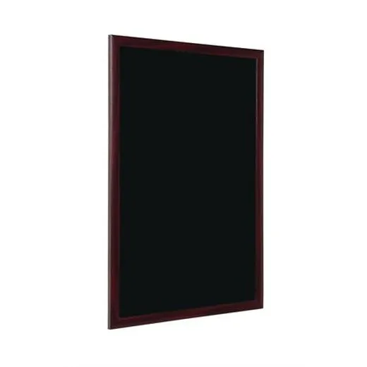 Informačná tabuľa popisovateľná kriedou, čierna, rám čerešňovej farby, 90 x 120 cm
