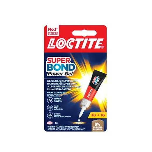 Sekundové lepidlo, gél, 4 g, HENKEL "Loctite Super Bond Power Gél"