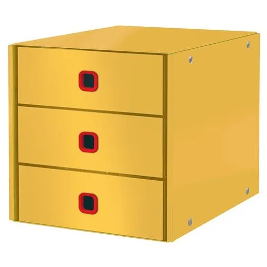Zásuvkový box, laminovaný kartón, 3 zásuvky, LEITZ "Cosy Click&Store", teplá žltá
