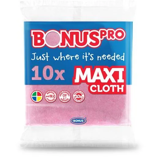 Čistiaca utierka, univerzálna, 10 ks, BONUS "Professional Maxi", pink