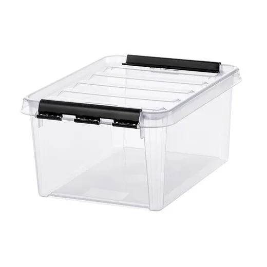 Úložný box, plastový, 8 l, čierne úchytky, SMARTSTORE "Classic 10", priehľadný
