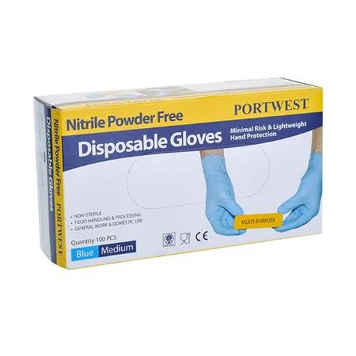 Ochranné rukavice, jednorazové, nitril, veľkosť: S, nepudrované, modré
