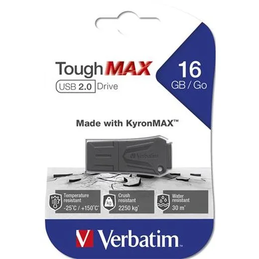 USB kľúč, 16GB, USB 2.0, extra odolný, VERBATIM "ToughMAX", čierna