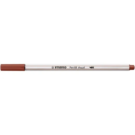 Vláknová fixka, STABILO "Pen 68 brush", červeno hnedá