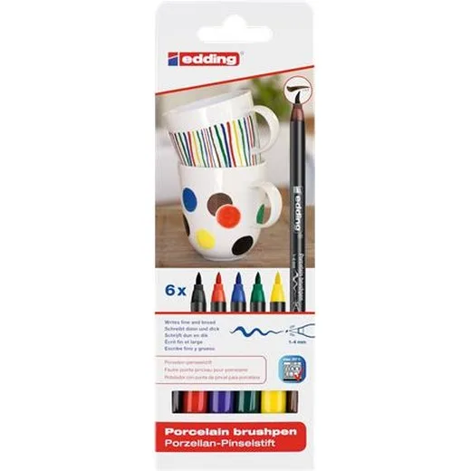 Popisovač na porcelán, sada, EDDING  "4200 Family color", 6 rôznych farieb