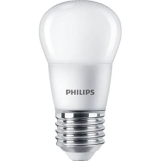 LED žiarovka, E27, malá guľa, P45, 5W, 470lm, 2700K, PHILIPS "CorePro"