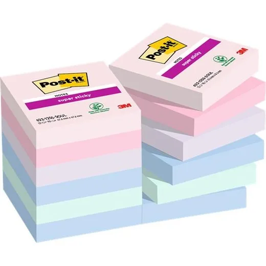 Samolepiaci bloček, 48x48 mm, 12x90 listov, 3M POSTIT "Super Sticky Soulful", mix farieb