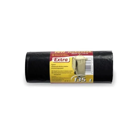 Vrecia na odpadky, extra silné, 135 l, 10 ks, 70x110 cm, 27 µ, TUTI "Extra", čierna