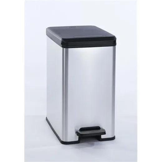 Odpadkový kôš, pedálový, 25 l, CURVER "Slim Bin", čierno-strieborná