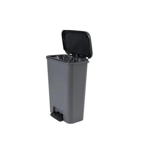 Odpadkový kôš, pedálový, hranatý, 50 l, CURVER "Compatta", tmavosivá