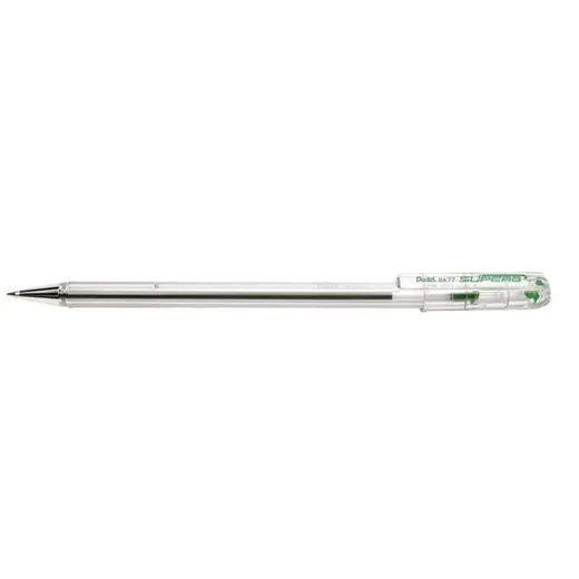 Guľôčkové pero, 0,35 mm, s vrchnákom, PENTEL "Superb BK77", zelená