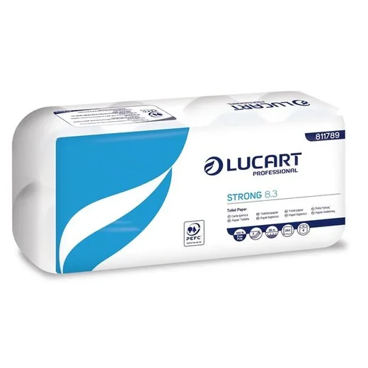 Toaletný papier, 3-vrstvový, pre malé rolky, 8 roliek, LUCART "Strong  8.3", biela