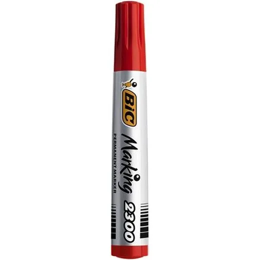 Permanentný popisovač, 3,7-5,5 mm, zrezaný hrot, BIC "ECO 2300", červená