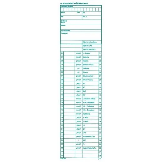 01 - Biochemické vyšetrenie krvi 100 listov
