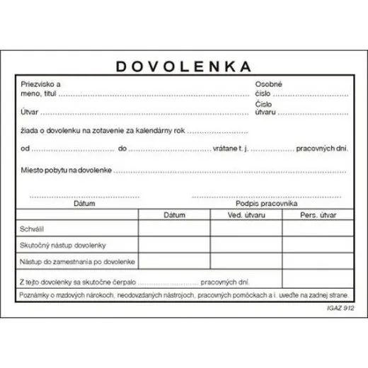 Dovolenka A6 samoprepis 100 listov