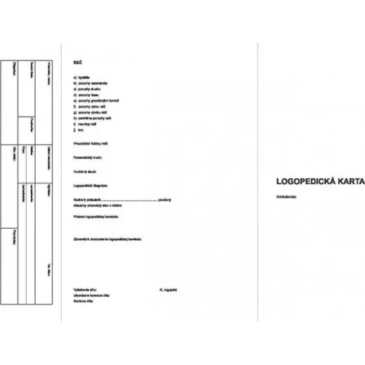 Logopedická karta – kartónový obal 51x30 cm