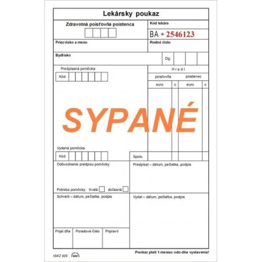 Poukaz na zdrav.pomôcku A5 50 listov syp.