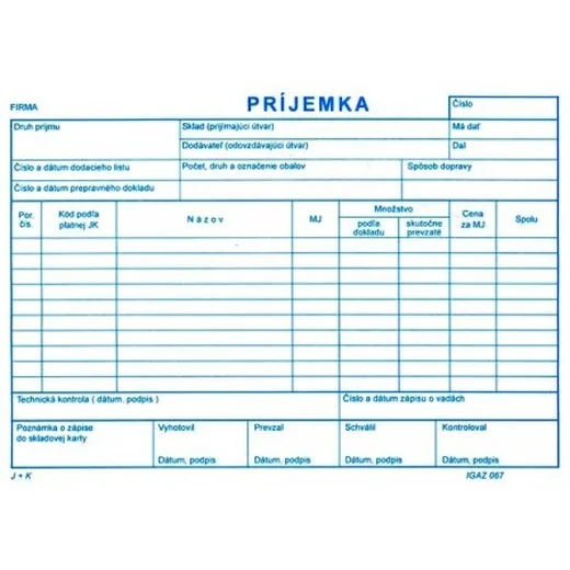 Príjemka A5 - 100 listov